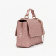 Pink Gold Leather Bag Top Handle Quilted Chain Strap for Women