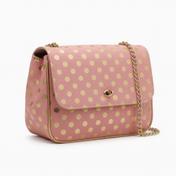 Pink Gold Shoulder Bag Chain Strap Polka Dot for Women
