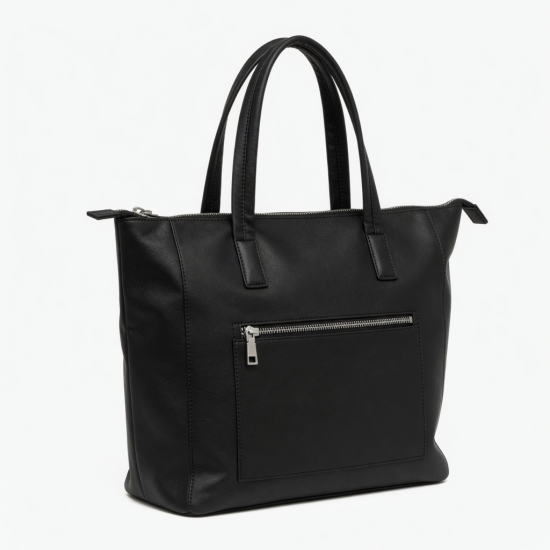 Faux Leather Tote Bag Zipped Metallic for Women