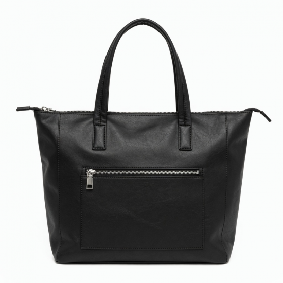 Faux Leather Tote Bag Zipped Metallic for Women