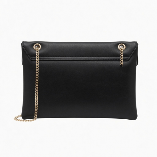 Faux Leather Clutch Chain Strap Metallic for Women
