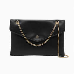 Faux Leather Clutch Chain Strap Metallic for Women