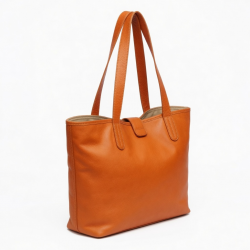 Orange Leather Tote Bag Shoulder for Women