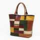 Multicolor Leather Tote Bag Patchwork Woven for Women