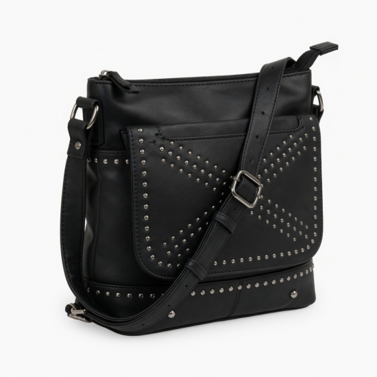 Black Crossbody Bag Studded Gothic for Women