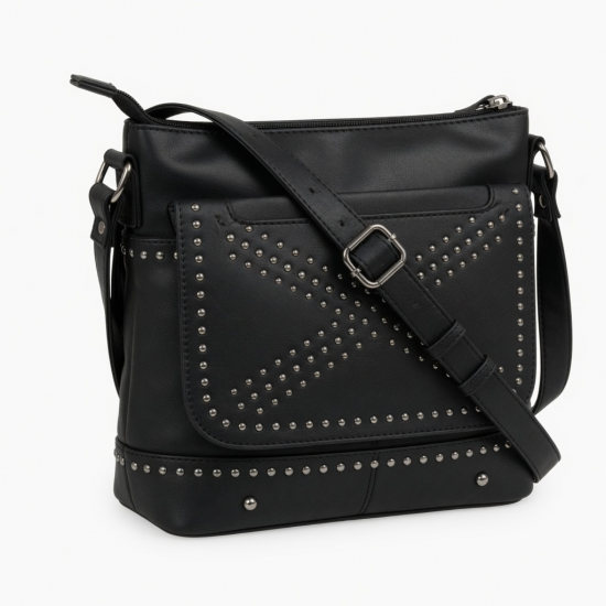 Black Crossbody Bag Studded Gothic for Women