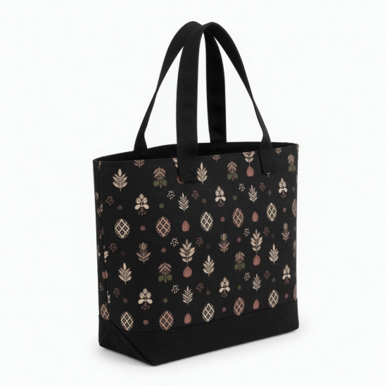 Black Tote Bag Patterned for Women
