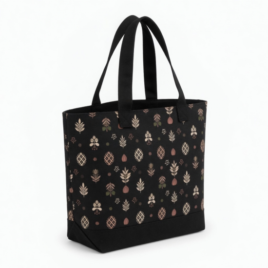 Black Tote Bag Patterned for Women