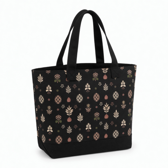 Black Tote Bag Patterned for Women
