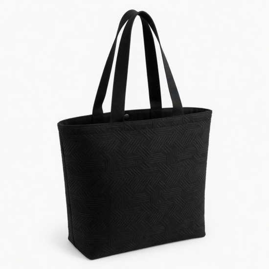 Black Tote Bag Textured Pattern for Women