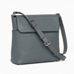 Gray Leather Crossbody Bag Silver for Women