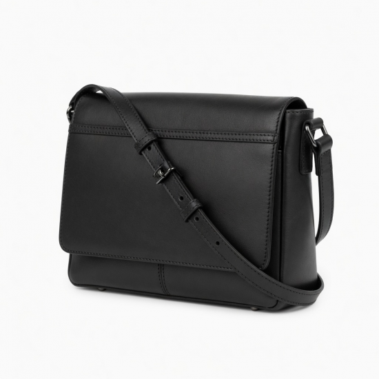 Black Leather Crossbody Bag Vintage Shoulder for Women