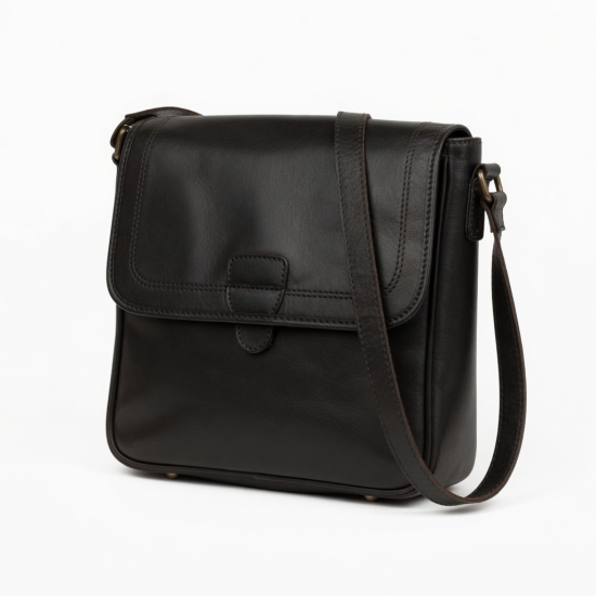 Black Brown Leather Shoulder Bag Vintage for Women
