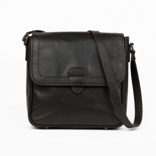 Black Brown Leather Shoulder Bag Vintage for Women