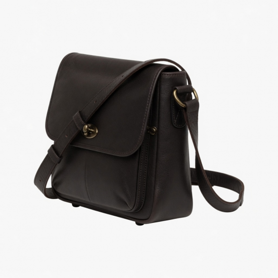 Black Brown Leather Crossbody Bag Vintage Shoulder for Women