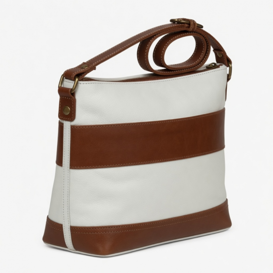 White Brown Leather Crossbody Bag Multi for Women