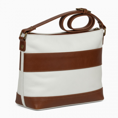 White Brown Leather Crossbody Bag Multi for Women