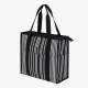 Black White Tote Bag Zipped Striped for Women