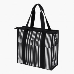 Black White Tote Bag Zipped Striped for Women
