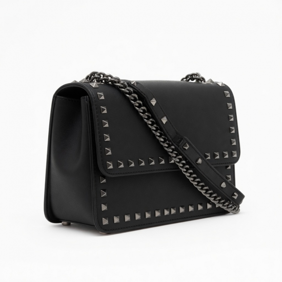 Black Bag Studded Chain Strap for Women