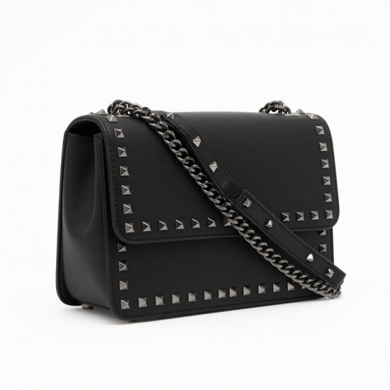 Black Bag Studded Chain Strap for Women