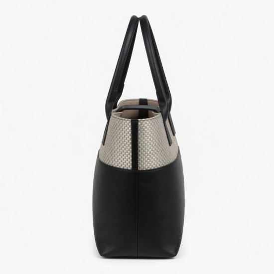 Faux Leather Tote Bag Woven Metallic for Women
