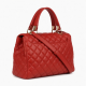 Red Leather Bag Top Handle Quilted for Women