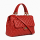 Red Leather Bag Top Handle Quilted for Women