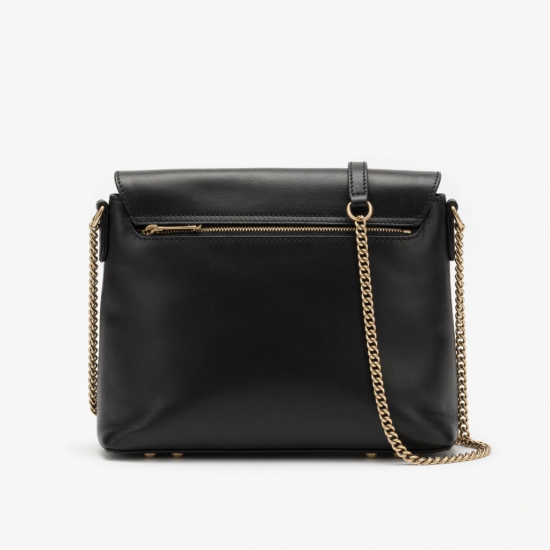 Leather Shoulder Bag Zipped Chain Strap for Women