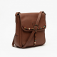 Brown Leather Crossbody Bag Beaded Vintage for Women
