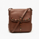 Brown Leather Crossbody Bag Beaded Vintage for Women