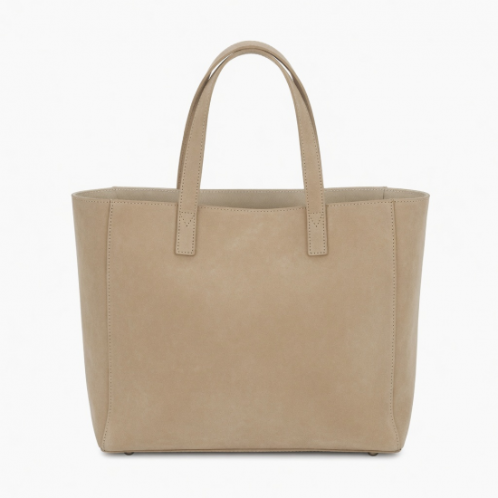 Beige Leather Tote Bag Nubuck for Women