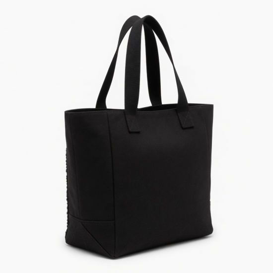 Black Tote Bag Textured Front for Women