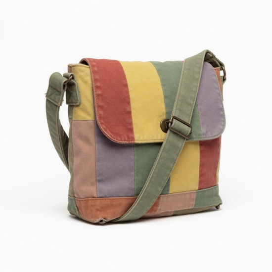 Multicolor Canvas Crossbody Bag Vintage for Women
