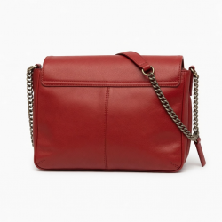 Red Leather Shoulder Bag Chain Strap Detachable for Women