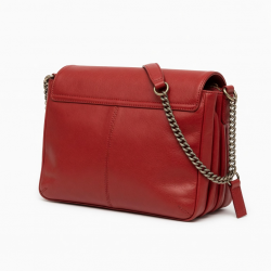 Red Leather Shoulder Bag Chain Strap Detachable for Women