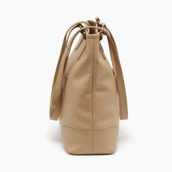 Beige Leather Tote Bag Shoulder for Women