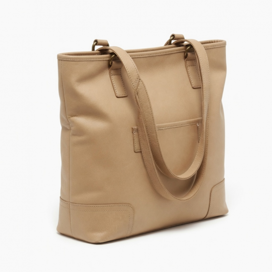 Beige Leather Tote Bag Shoulder for Women