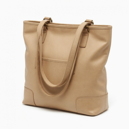 Beige Leather Tote Bag Shoulder for Women