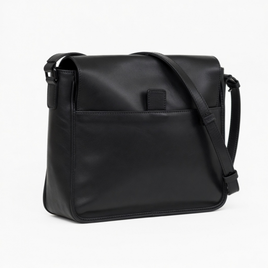 Black Leather Shoulder Bag for Women