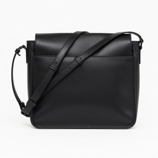Black Leather Shoulder Bag for Women