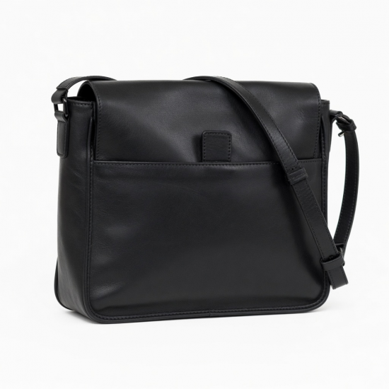 Black Leather Shoulder Bag for Women