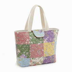 Multicolor Quilted Tote Bag Floral Cotton for Women Style 8720