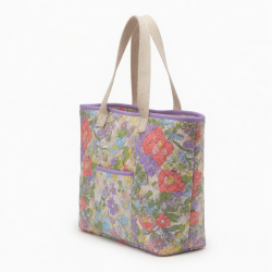 Multicolor Quilted Tote Bag Floral Cotton for Women