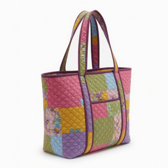 Multicolor Quilted Tote Bag Floral Handmade for Women Style 5530