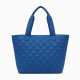 Blue Quilted Tote Bag Floral Handmade for Women