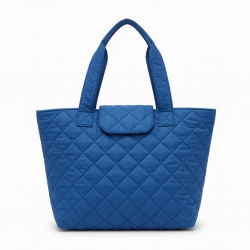 Blue Quilted Tote Bag Floral Handmade for Women