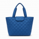 Blue Quilted Tote Bag Floral Handmade for Women