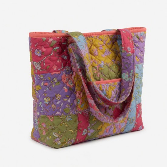 Multicolor Quilted Tote Bag Floral Handmade for Women