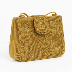 Gold Pouch Beaded Evening Handmade Handcrafted for Women